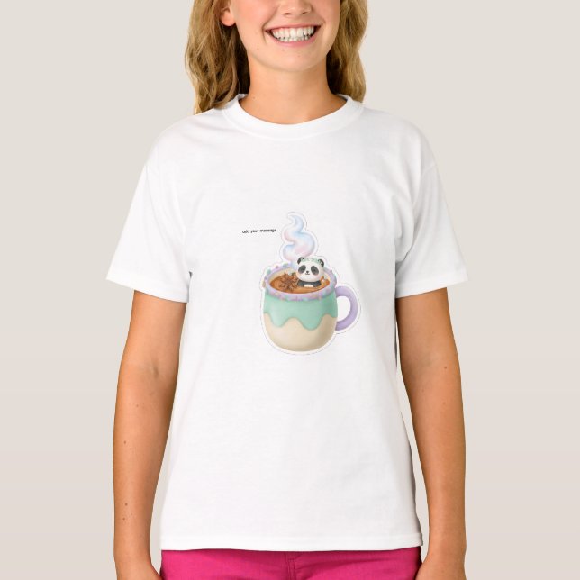 Camiseta Cute Kawaii Panda in Tea Mug Illustration (Anverso)