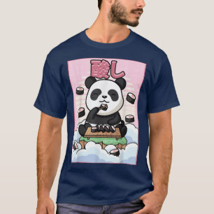 Camiseta Cute Kawaii Panda oso Sushi Estética Japonesa T-