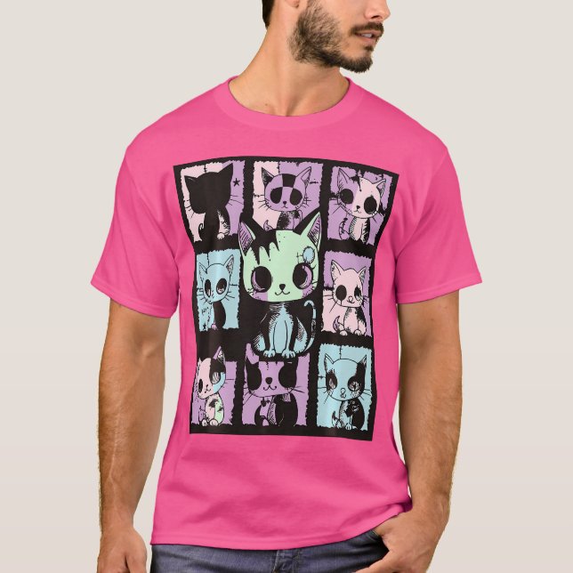 Camiseta Cute Kawaii Pastel Gótico Patchwork Gráfico gótico (Anverso)