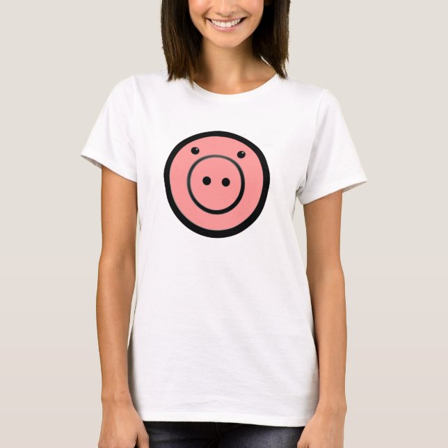 Camiseta Cute Kawaii Pink Piggy Vector de Cerdo (Anverso)