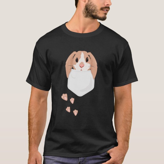 Camiseta Cute Kawaii Pocket Bunny Egg Feliz Domingo de Pasc (Anverso)