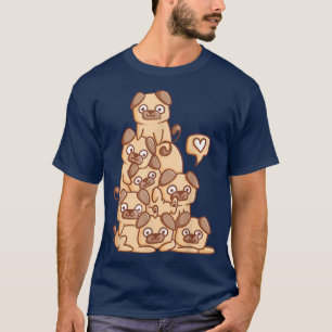 Camiseta Cute Kawaii Puppy Pug Perro Pile Chibi Mujeres Chi
