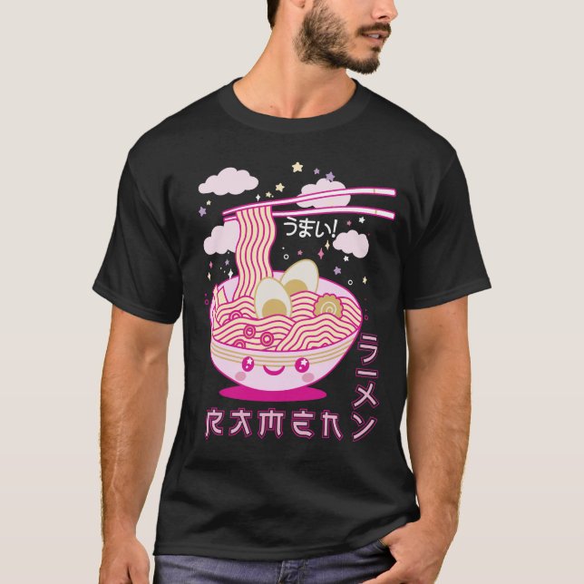 Camiseta Cute Kawaii Ramen Noodles Anime Chicas de Ramen, a (Anverso)