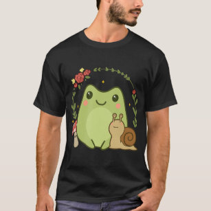 Camiseta Cute Kawaii Rana Snail Mushroom Cottagecore Aesthe