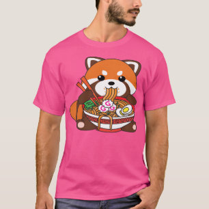 Camiseta Cute Kawaii Red Panda comiendo fideos de Ramen