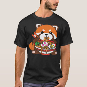 Camiseta Cute Kawaii Red Panda comiendo fideos de Ramen