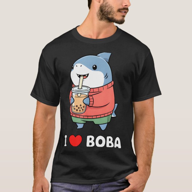 Camiseta Cute Kawaii Shark Boba Tea Funny Bubble Tea Lover  (Anverso)