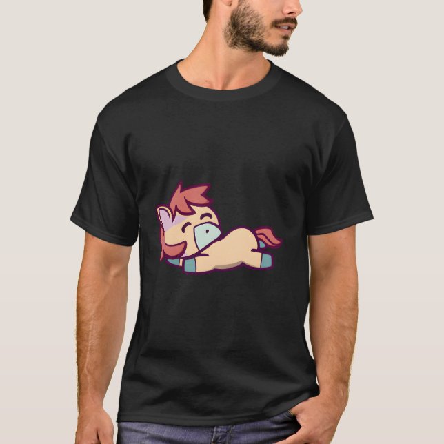 Camiseta Cute Kawaii Sleeping Horse Design (Anverso)
