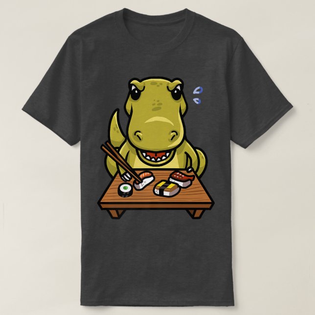 Camiseta Cute Kawaii T-Rex Dino Loves eating sushi with cho (Diseño del anverso)