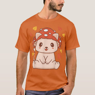 Camiseta Cute Kawaii Toadstool Cat - Kit de hongos estético
