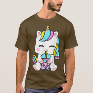 Camiseta Cute Kawaii Unicorn Boba Bubble Tea Anime Para Las