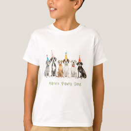 Camiseta Cute Kids Watercolor Pawty Dog Fiesta de cumpleaño