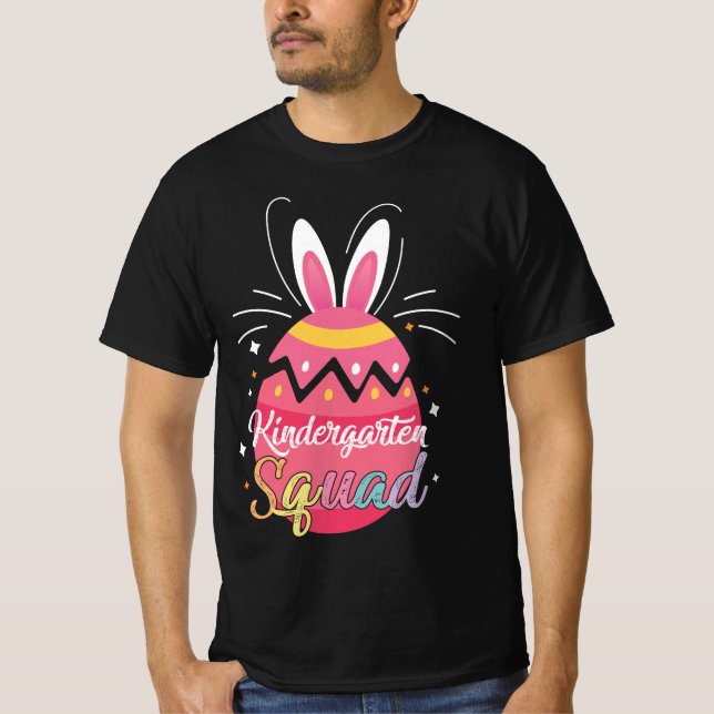 Camiseta Cute Kindergarten Squad Easter Bunny Eging Design (Anverso)