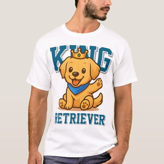 Camiseta Cute King Golden Retriever Unisex Hombre Vestido (Anverso)
