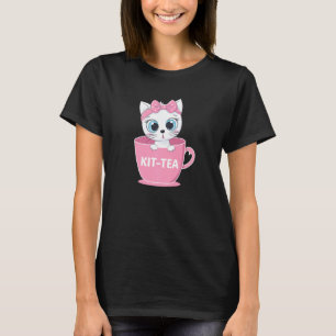 Camiseta Cute Kit Tea Cup Funny Cat