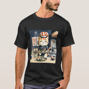Camiseta Cute Kitchen Kitty Restaurante Japonés Comida Dive