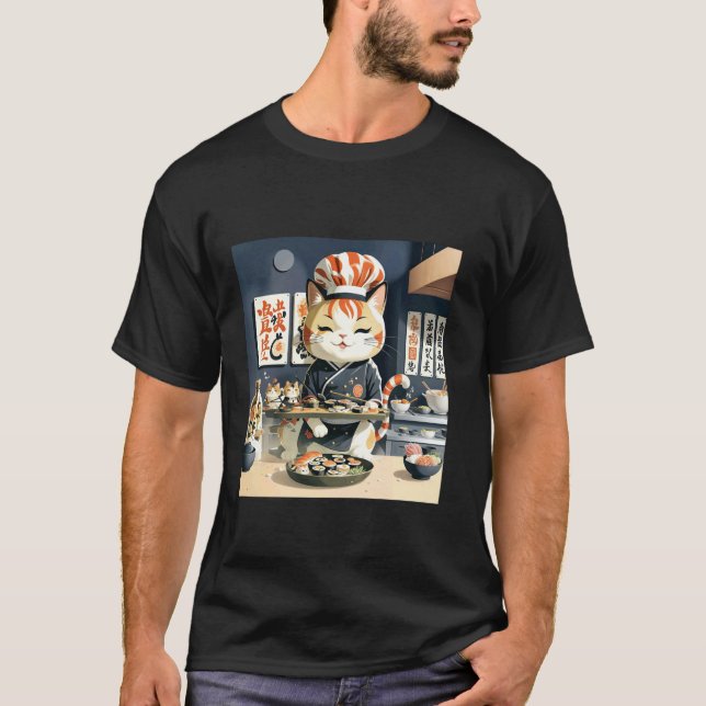 Camiseta Cute Kitchen Kitty Restaurante Japonés Comida Dive (Anverso)