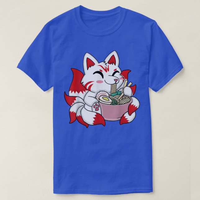 Camiseta Cute Kitsune Ramen Bowl Noodle Japonés Kawaii Ani (Diseño del anverso)