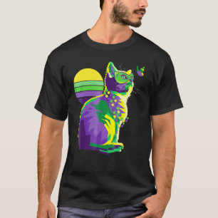 Camiseta Cute Kitten de Mardi Gras Mariposa Gato de Nueva O