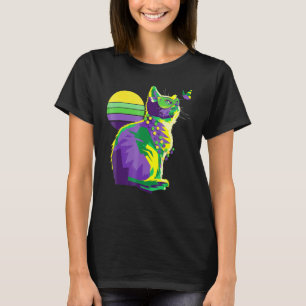 Camiseta Cute Kitten de Mardi Gras Mariposa Gato de Nueva O