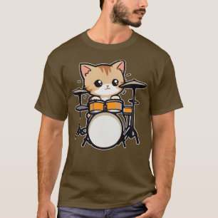 Camiseta Cute Kitten Drummer para los amantes de la música 