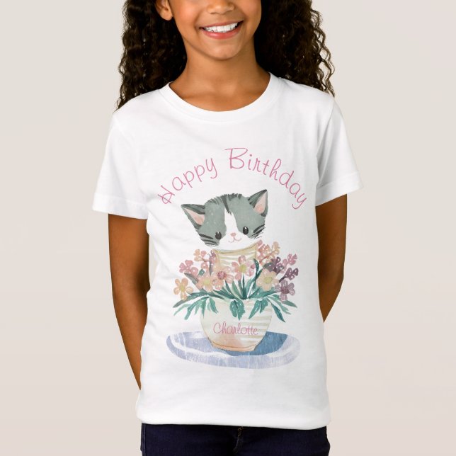 Camiseta Cute Kitten | Feliz cumpleaños, hija blanca (Anverso)