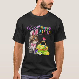 Camiseta Cute Kitten Feliz Gato De Pascua Bunny Y Niños De