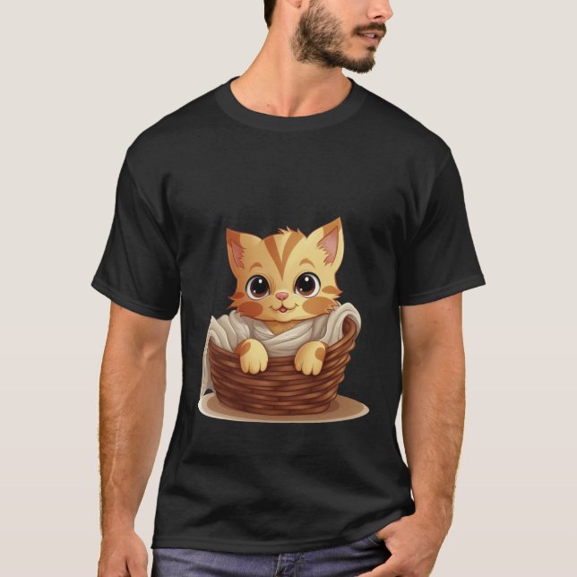 Camiseta Cute Kitten in Basket Cozy Blanket Art ✨🐾🧺 (Anverso)