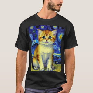 Camiseta Cute Kitten Starry Night Van Gogh