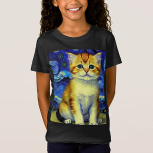 Camiseta Cute Kitten Starry Night Van Gogh
