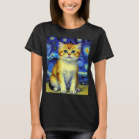 Cute Kitten Starry Night Van Gogh