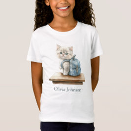 Camiseta Cute Kitten with Backpack Personalized Kid