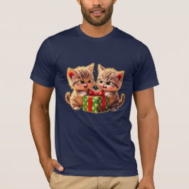 Camiseta **Cute Kittens Fighting Over a Gift – Funny Christ