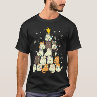 Camiseta Cute Kitty Cat Árbol de Navidad Catas Feliz Navida