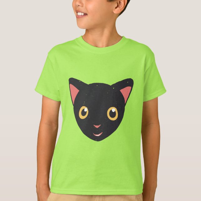 Camiseta Cute Kitty Face Black Kitten (Anverso)