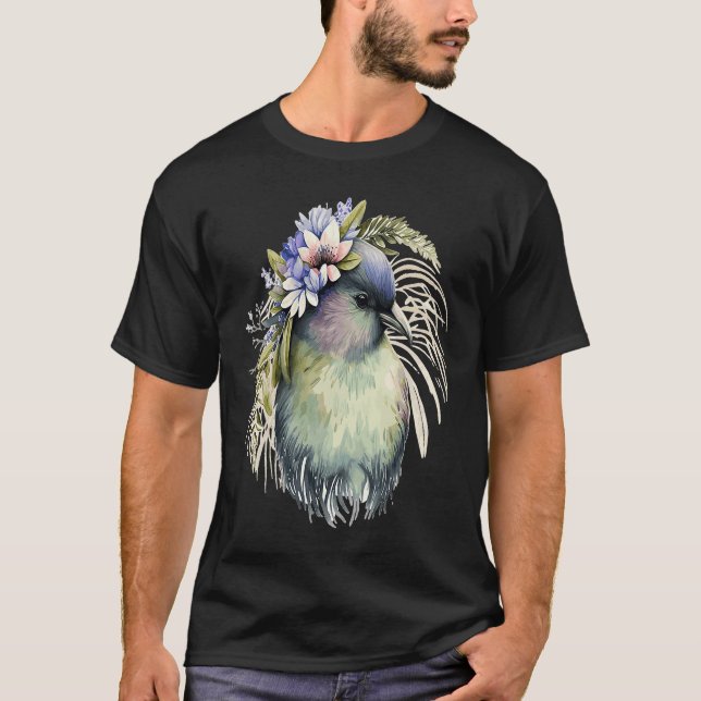 Camiseta Cute Kiwi Bird Flower Crown Floral Exotic Birds (Anverso)
