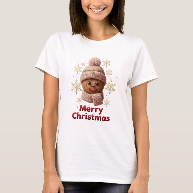 Camiseta Cute Knitted Gingerbread Merry Christmas T-Shirt | (Anverso)
