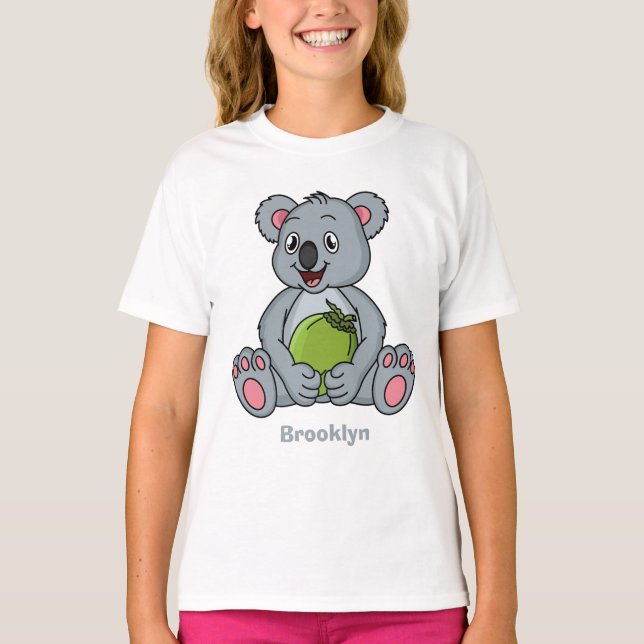 Camiseta Cute koala and coconut cartoon illustration (Anverso)