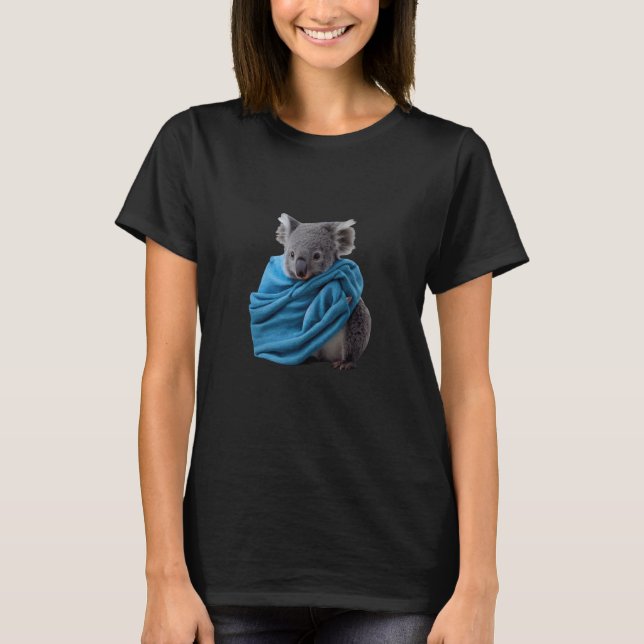 Camiseta Cute Koala Animal Cuddling with Blue Blanket Koala (Anverso)
