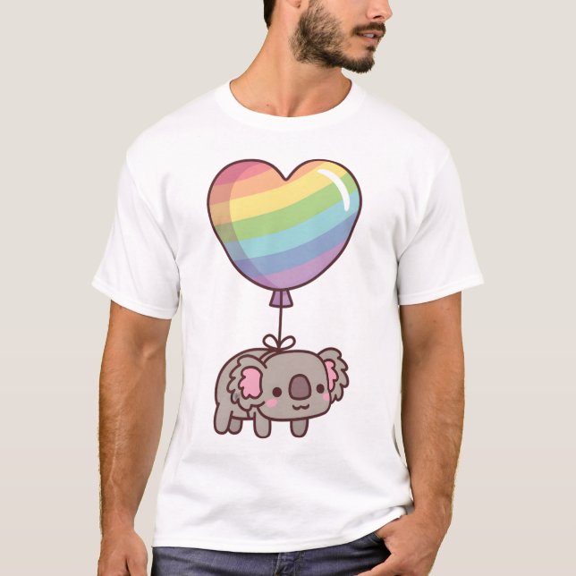 Camiseta Cute Koala Bear and Rainbow Balloon (Anverso)