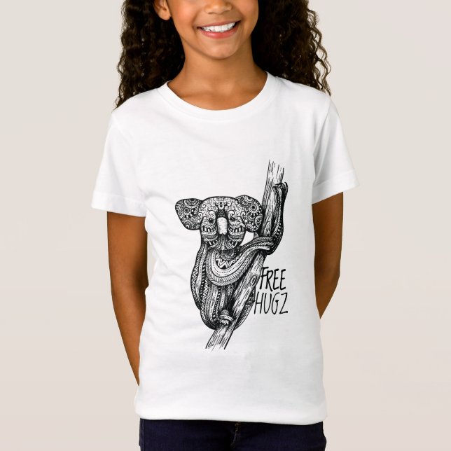 Camiseta Cute KOALA Bear Hugz Abrazos Mandala Doodle Art (Anverso)