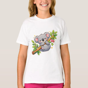 Camiseta Cute Koala Durmiendo en Rama de Eucalipto Kawaii