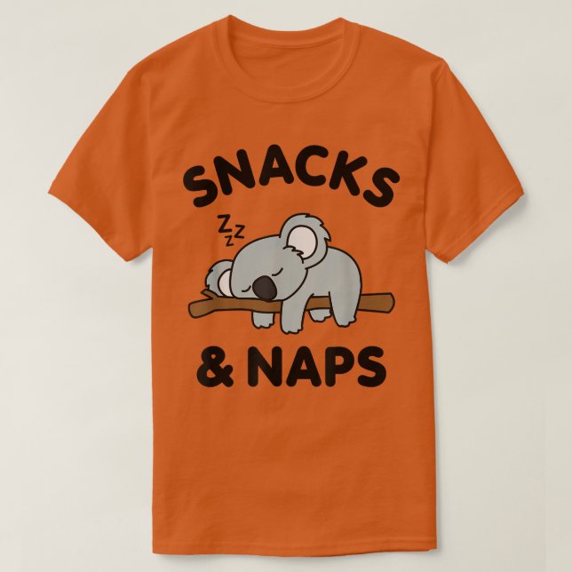 Camiseta Cute Koala Oso Animal Snacks Naps Comida Graciosa  (Diseño del anverso)