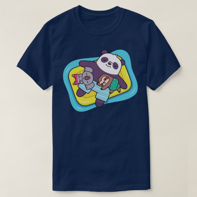 Camiseta Cute Koala Sloth y Panda g en Pool Float (Diseño del anverso)