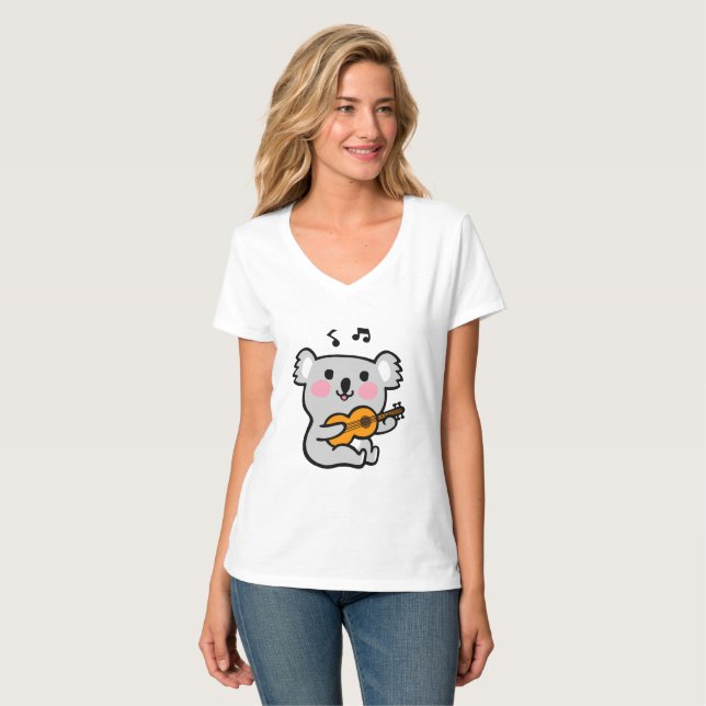 Camiseta Cute koala tocando guitarra (Anverso completo)