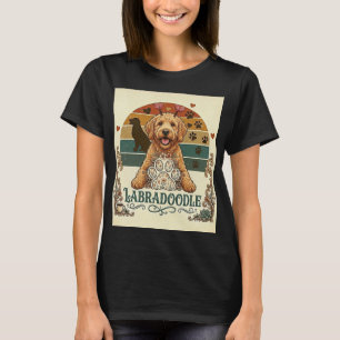 Camiseta Cute Labradoodle Atardecer Vintage Floral Amante d