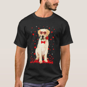 Camiseta Cute Labrador Glass de Perro Corazón Flor Valentin