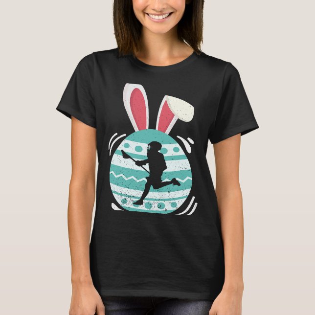 Camiseta Cute Lacrosse Easter Eggs Bunny Costume Easter Da (Anverso)