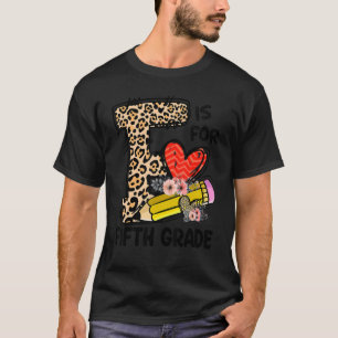 Camiseta Cute Lápiz Leopardo Quinto Grado Happy First Schoo