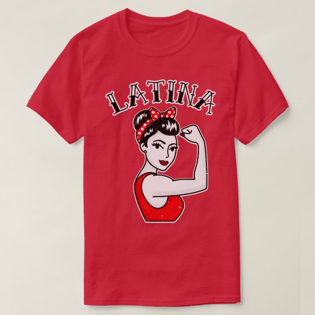Camiseta Cute Latina Rosie the Riveter Tattoo (Diseño del anverso)